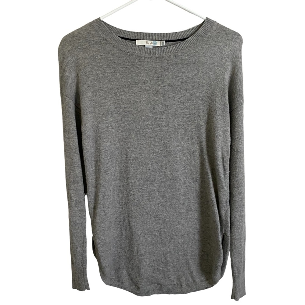 Cozy Gray Boden Wool Blend Soft Crewneck Sweater